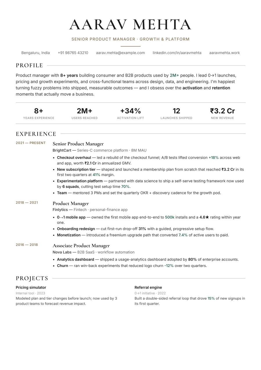 A résumé in the Ivory editorial theme being scanned